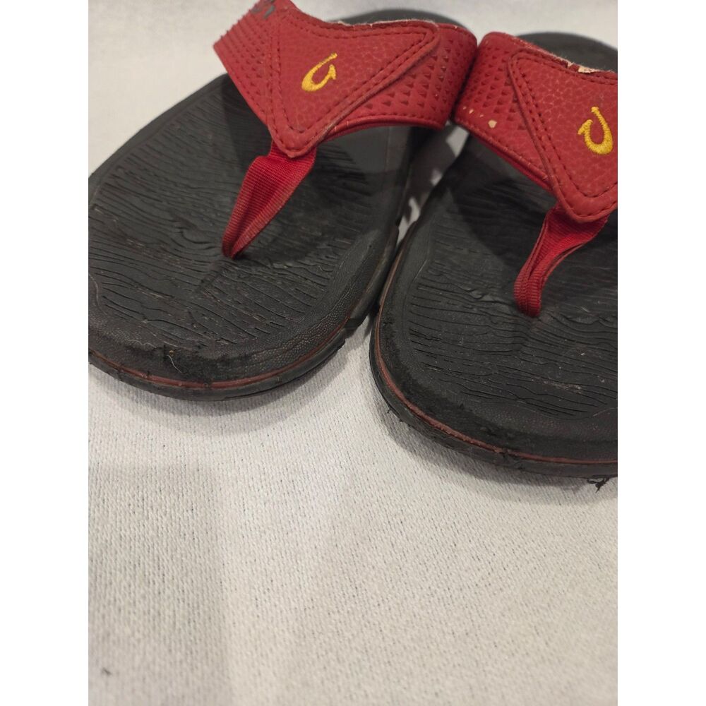 Olukai Kai'i HLA Mens Sandals Flip Flops Red Black Hawaii Lifeguard sz 11
